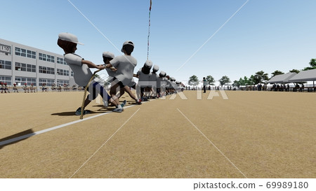 School athletic meet tug of war, audience, building, illustration 1 School athletic meet tug of war, audience, building, illustration 1 69989180