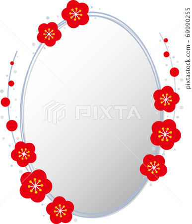 垂直橢圓形框架,周圍有銀盤梅花 垂直橢圓形框架,周圍有銀盤梅花 69990255