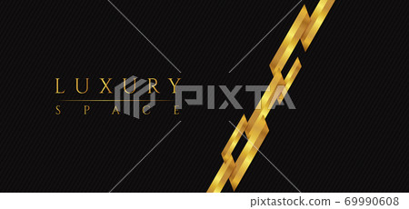 Luxury space concept black pattern background square gold overlap shape 69990608