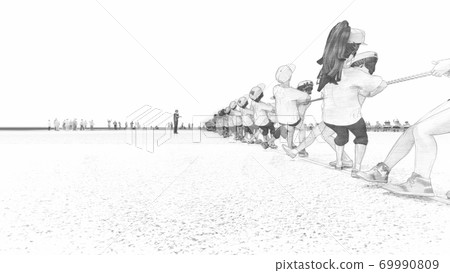 學校運動會,拔河,與觀眾,沒有建築物,插圖52 學校運動會,拔河,與觀眾,沒有建築物,插圖52 69990809