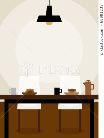 Illustration of dining table and lighting Illustration of dining table and lighting 69991235