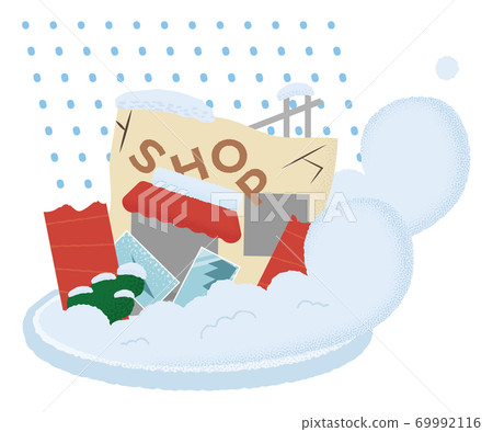 Vector illustration of a shop suffering from an avalanche 69992116