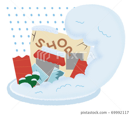Vector illustration of a shop suffering from an avalanche 69992117
