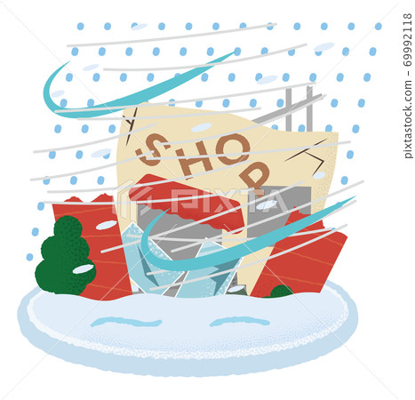 遭受大雪的一家商店的矢量圖 69992118
