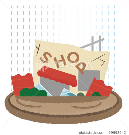 Vector illustration of a shop suffering from flooding Vector illustration of a shop suffering from flooding 69992642
