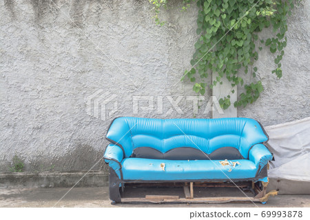 Old sofa with wall have vine hanging Old sofa with wall have vine hanging 69993878