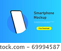 Smartphone vector mockup in the circle. 3d mobile phone with blank white screen 69994587