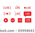 Live streaming icons set. Web TV and online broadcasting symbols. Vector EPS 10 69994643