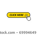 Click here button with hand icon. Vector EPS 10 69994649