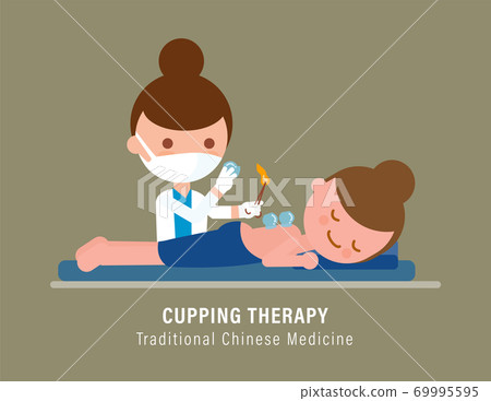 Cupping therapy illustration. Traditional chinese medicine. Cupping therapy illustration. Traditional chinese medicine. 69995595