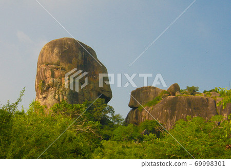 Landscape with the horst ount aka Scull Hill in Yala national park, Sri Lanka Landscape with the horst ount aka Scull Hill in Yala national park, Sri Lanka 69998301