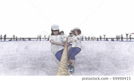學校運動會，拔河，與觀眾，沒有建築物，插圖37 69998415
