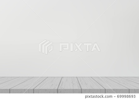 Empty shelf on white wall Template for your design 69998693