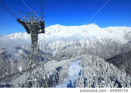 冬天的新穗高穗高山脈的雪景 冬天的新穗高穗高山脈的雪景 69998759