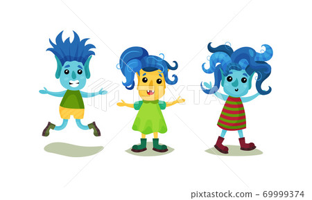 Cute Troll Characters with Different Skin and Hair Color Vector Set Cute Troll Characters with Different Skin and Hair Color Vector Set 69999374