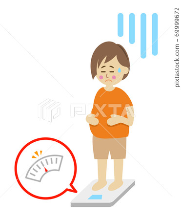 Illustration image of a woman who is fat and depressed 69999672