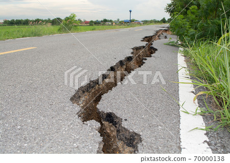 Asphalt surface on the street was demolished due to poor construction. Asphalt surface on the street was demolished due to poor construction. 70000138