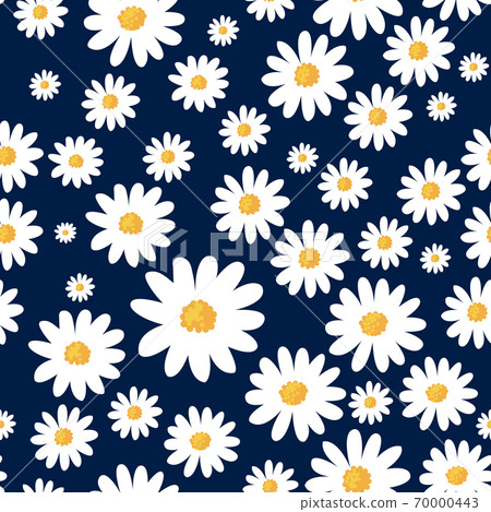 Daisy flower seamless pattern on blue background - Stock Illustration ...