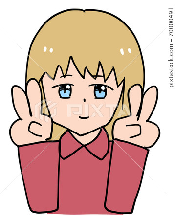 Peace sign girl - Stock Illustration [70000491] - PIXTA