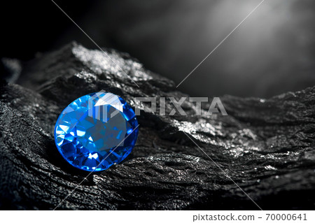 blue sapphir on black coal background 70000641