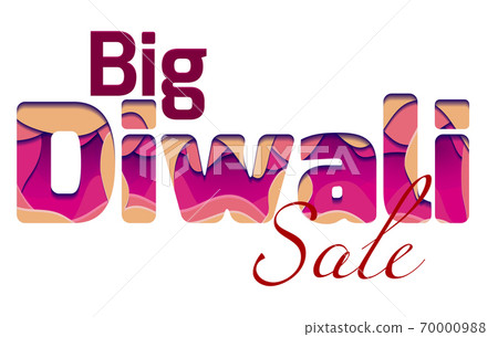 Big Diwali sale with 3d inscription of the festival Diwali, made of layers of paper. 70000988