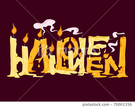 Halloween Text with the Melted Candles in Horror Style. 70001356