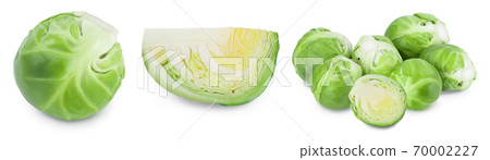 Brussels sprouts and half isolated on white background with clipping path and full depth of field. Set or collection Brussels sprouts and half isolated on white background with clipping path and full depth of field. Set or collection 70002227