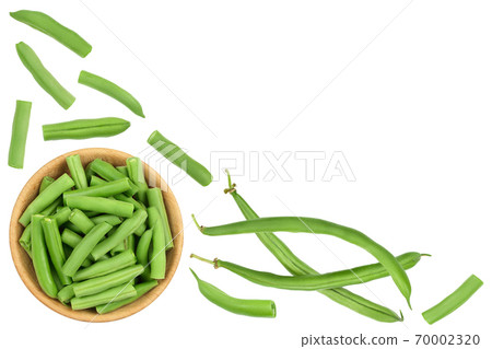 Green beans isolated on a white background with clipping path, Top view with copy space for your text. Flat lay Green beans isolated on a white background with clipping path, Top view with copy space for your text. Flat lay 70002320