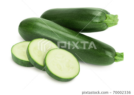 Fresh whole zucchini isolated on white background with clipping path and full depth of field 70002336