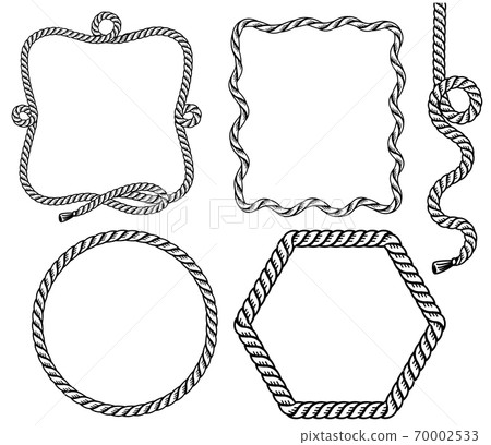 Rope frame. Set of rope frames background for design isolated on white 70002533