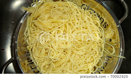 A large bowl with freshly cooked spaghetti close-up view 70002920