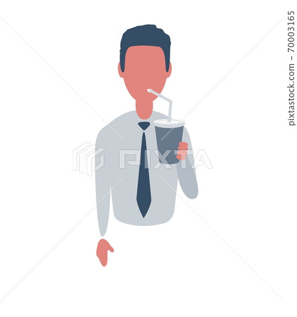 Businessman or clerk. Male character in trendy simple style with objects, flat vector illustration 70003165