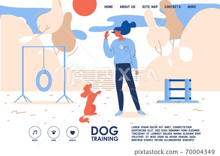 Dog training vector education landing page.... - Stock Illustration ...
