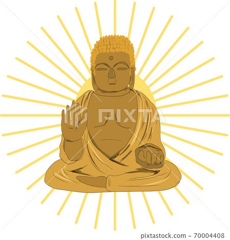 Handwritten cute golden illustration of the Great Buddha Handwritten cute golden illustration of the Great Buddha 70004408