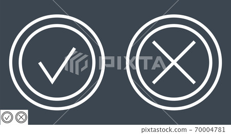 Check and Cross Mark Thin Line Vector Icon 70004781