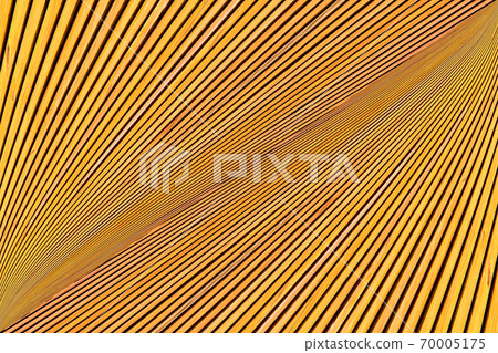 Abstract photo montage of yellow orange timber. Converging lines of planks. 70005175