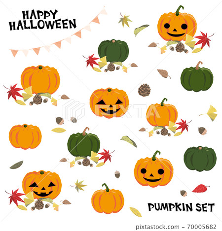 Halloween pumpkin set white background - Stock Illustration [70005682 ...