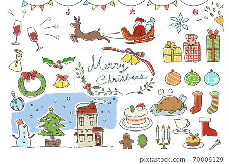 Handwritten style cute Christmas illustration set Handwritten style cute Christmas illustration set 70006129