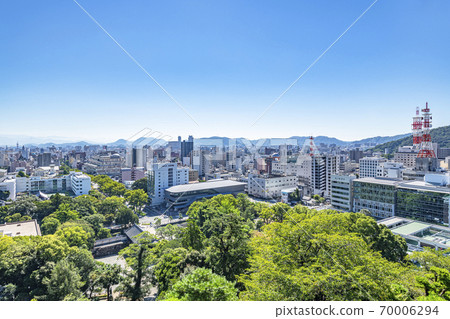 高知縣高知市從高知城城堡塔看高知的城市景觀 高知縣高知市從高知城城堡塔看高知的城市景觀 70006294