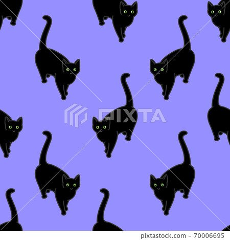 Seamless pattern with cute black cats. Texture... - Stock Illustration ...