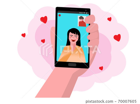 Make video calls with your loved ones through... - Stock Illustration ...