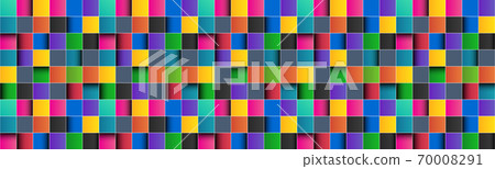 Colorful square abstract header with white lines. Colored square with shadows banner 70008291
