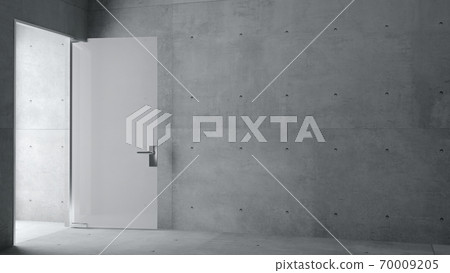 Gray wall concrete monolithic glass door open Gray wall concrete monolithic glass door open 70009205