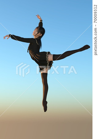 A long-haired girl in a sailor suit dancing under the blue sky 70009312