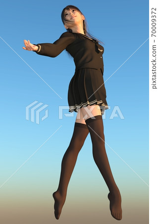 A long-haired girl in a sailor suit dancing under the blue sky 70009372