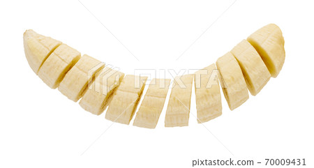 peeled bananas slice on a white isolated background peeled bananas slice on a white isolated background 70009431