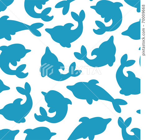 Seamless pattern with silhouettes of dolphins.... - Stock Illustration ...