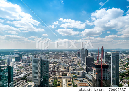 Germany Frankfurt am main skyscrapers aerial view Germany Frankfurt am main skyscrapers aerial view 70009887