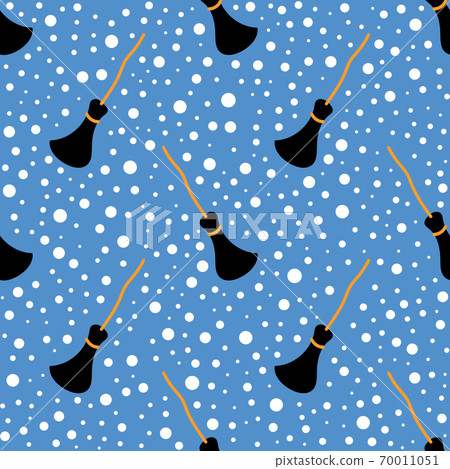 Cute colorful pattern with brooms and snow. Vector illustration great for festive background, decoration, cards, wallpaper, digital paper, wrapping paper, prints, fabrics, textile designs, etc. Cute colorful pattern with brooms and snow. Vector illustration great for festive background, decoration, cards, wallpaper, digital paper, wrapping paper, prints, fabrics, textile designs, etc. 70011051