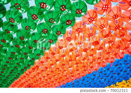 Colorful lanterns at Cheonggye temple in Uiwang, Korea (Korean translation is Buddha's birthday) 70012321